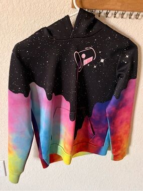 Kids Galaxy Rainbow Hoodie Jacket - Black & Multicolor